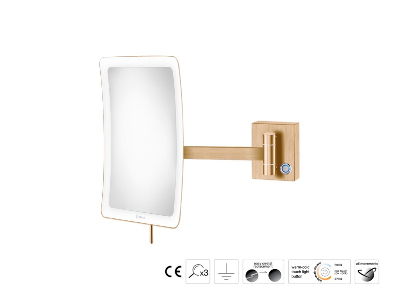 Μεγεθυντικός Καθρέπτης x3 με LED Sanco Warm bronze brushed MRLED-305-PVD-01BR
