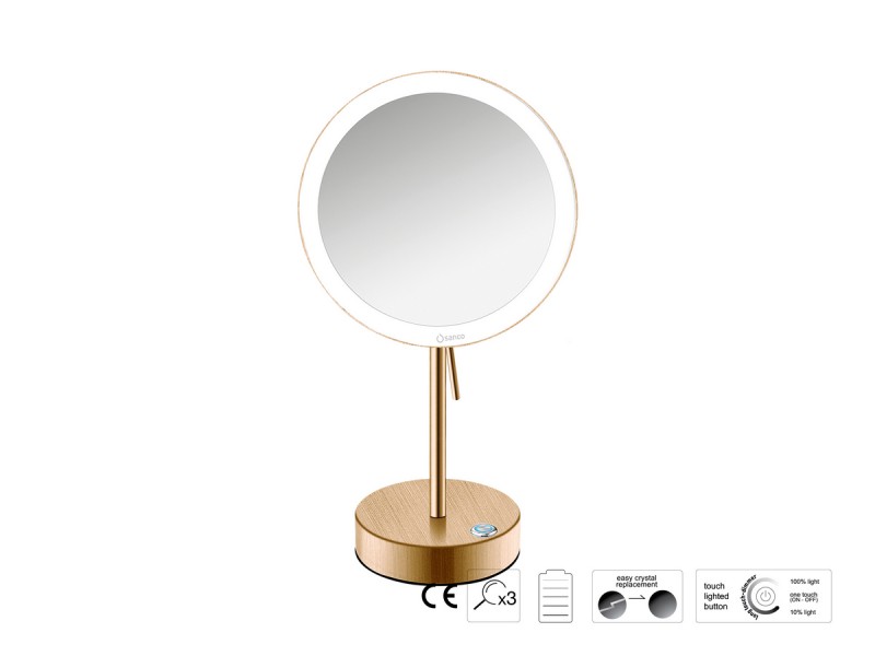 Μεγεθυντικός Καθρέπτης x3 με LED Sanco Warm bronze brushed MRLED-903-PVD-01BR