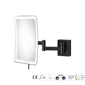 Μεγεθυντικός Καθρέπτης x3 με LED & Διπλό Βραχίονα Sanco Black mat MRLED-301-M116