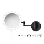 Μεγεθυντικός Καθρέπτης x3 με LED & Διπλό Βραχίονα Sanco Black mat MRLED-701-M116