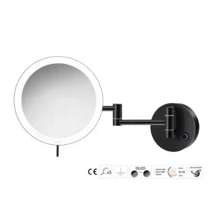 Μεγεθυντικός Καθρέπτης x3 με LED & Διπλό Βραχίονα Sanco Black mat MRLED-701-M116