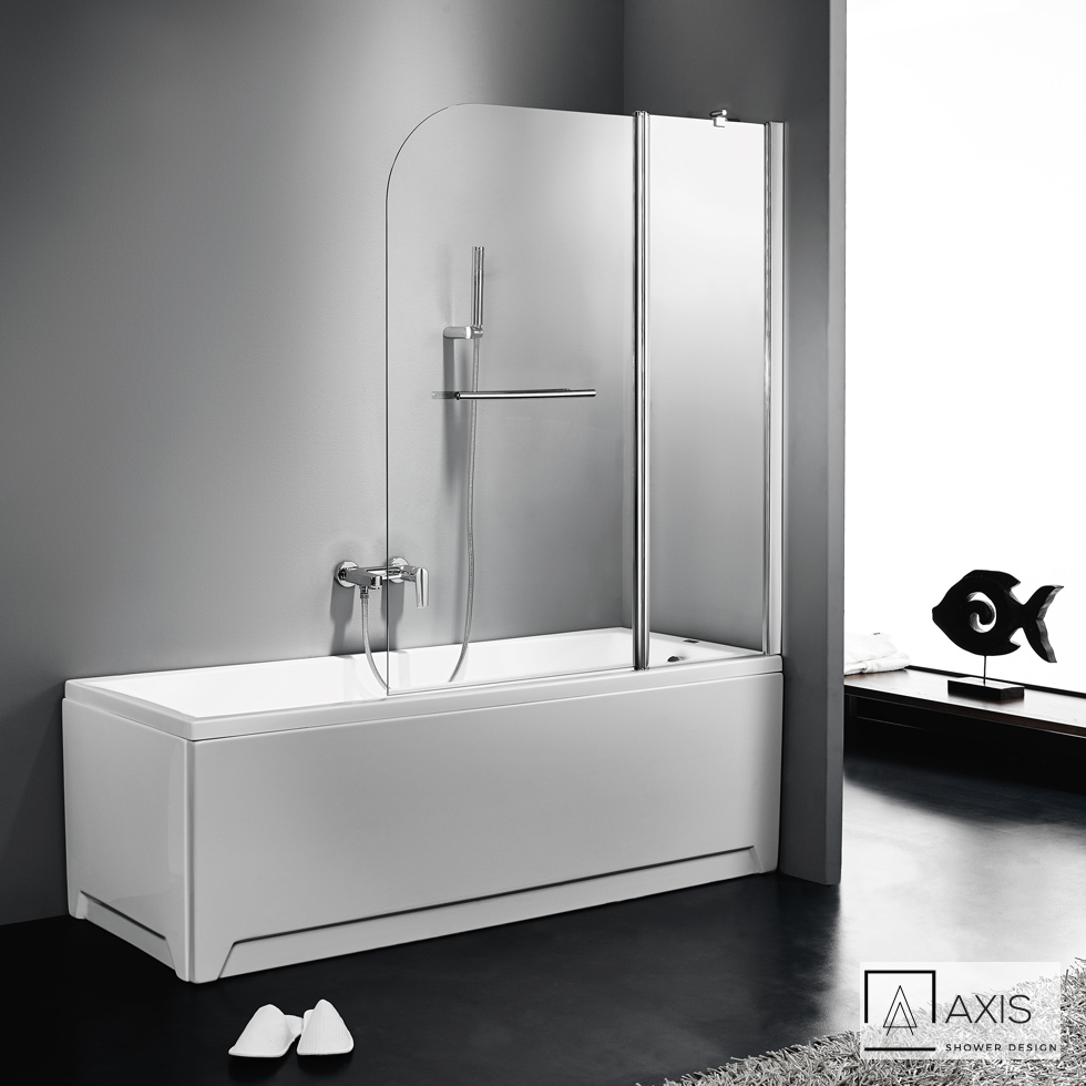 Δίπτυχο Μπανιέρας 120cm με πετσετοκρεμάστρα Axis Clear Chrome XG1200T-100