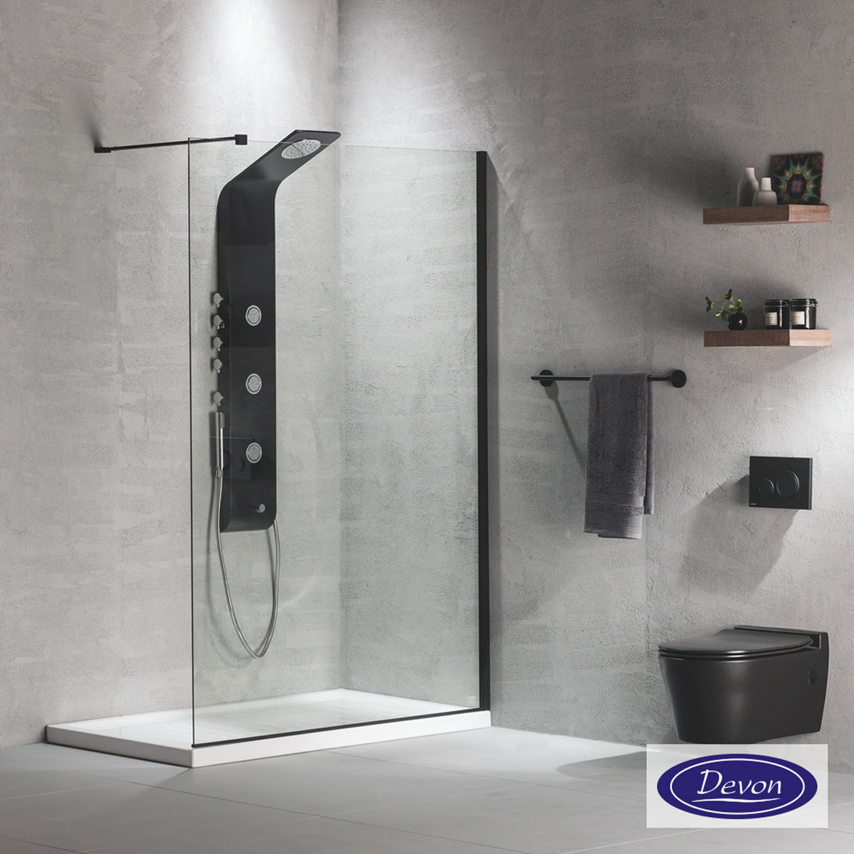Διαχωριστικό ντουζιέρας Devon IWIS-Walk-in 70×220cm Black Matt IWH70C-400