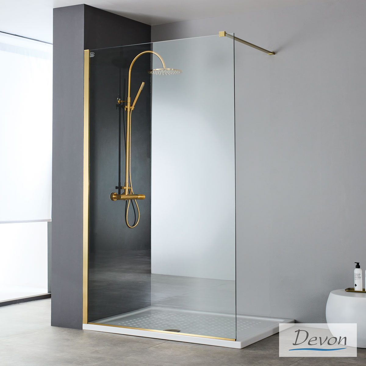Διαχωριστικό Ντουζιέρας Devon IWIS Walk-in 80×220cm Gold Brushed PVD - Image 1