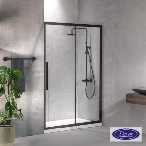 Καμπίνα Ντουζιέρας Devon Flow Slider 1+1 100×195cm Black Matt SLF100C-400