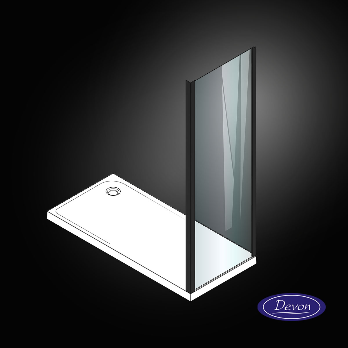 Σταθερό Πλαϊνό Κρύσταλλο Ντουζιέρας Devon Flow Side Panel 70×195 cm Black Matt SPF70C-400